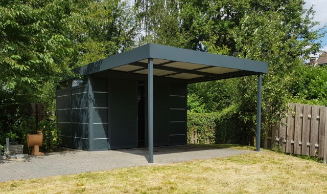 Aluminium Tuinhuis met overkapping