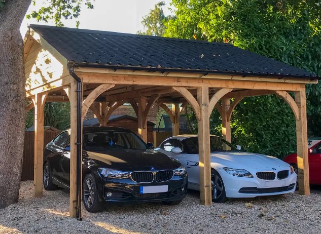 dubbele carport van thermowood