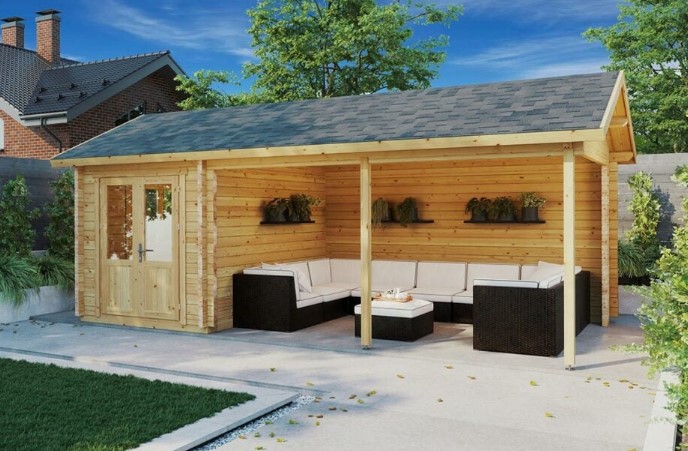 houten Tuinhuizen met overkapping